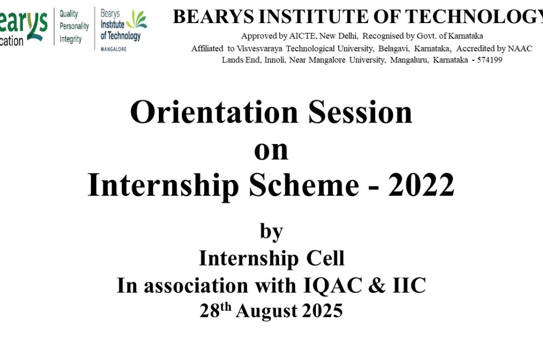 Orientation Programme on VTU Internship Scheme – 2022 for CSE and ECE Final Year Students