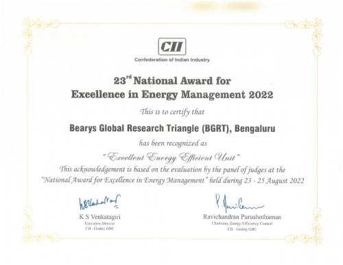Bearys scores a Hat trick & bags “National Energy Leadership Award” from CII